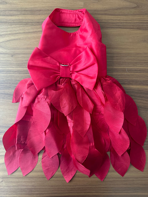Red Formal Dog Dress with Petal skirt
